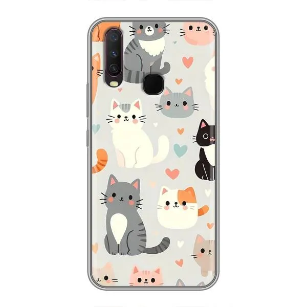 Чохол з принтом «Колаж котів» для Vivo Y17