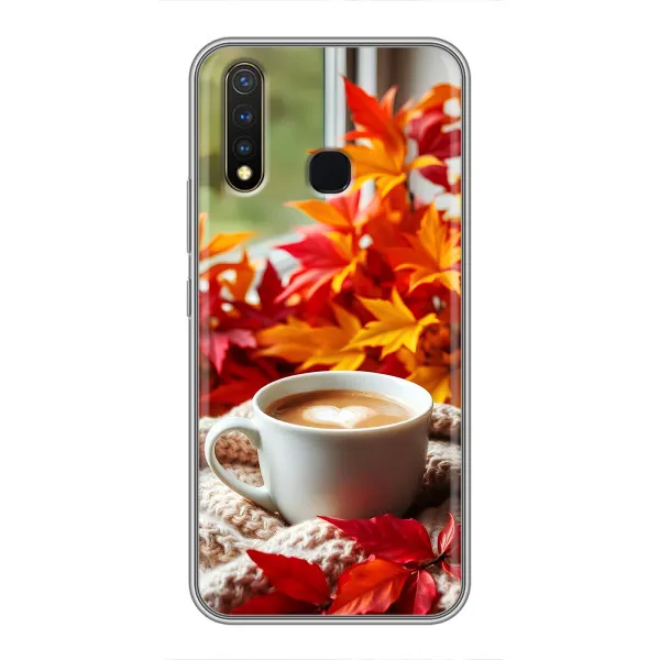 Чехол с принтом «Кофе и листья» для Vivo Y19