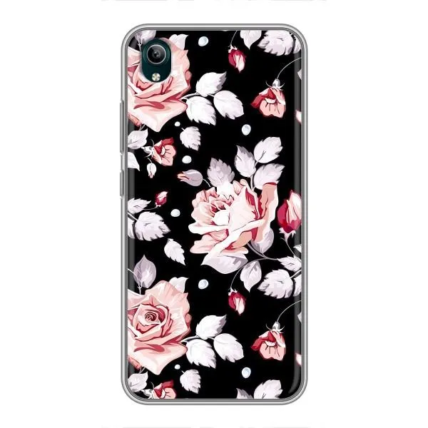 Чехол с принтом «Цветочки на черном» для Vivo Y1s