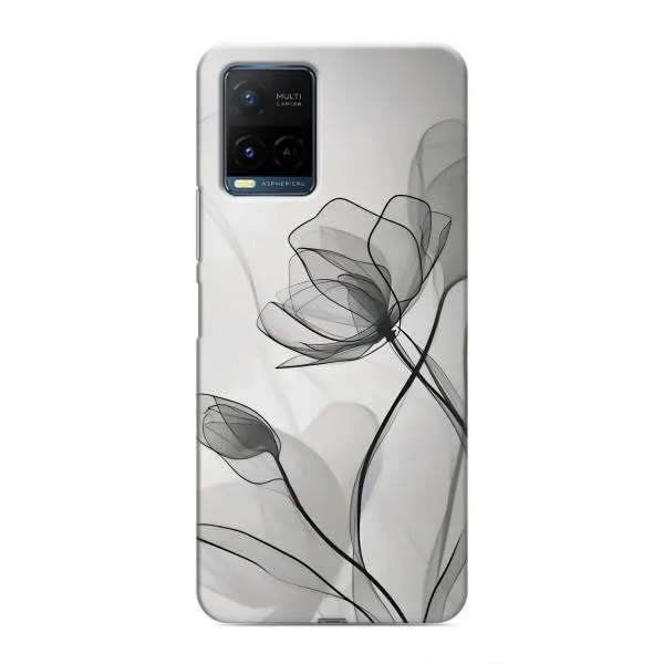 Чехол с принтом «Черные цветы» для Vivo Y21 / Y21s