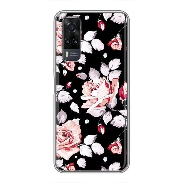 Чехол с принтом «Цветочки на черном» для Vivo Y31