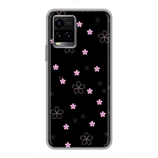 Чехол с принтом «Розовые цветы на черном» для Vivo Y33s
