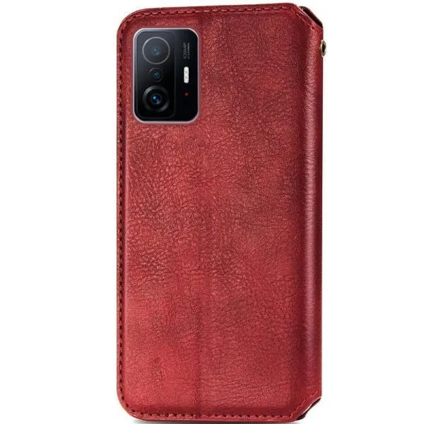 Кожаный чехол-книжка GETMAN Cubic (PU) для Xiaomi 11T / 11T Pro — Красный — фото 4