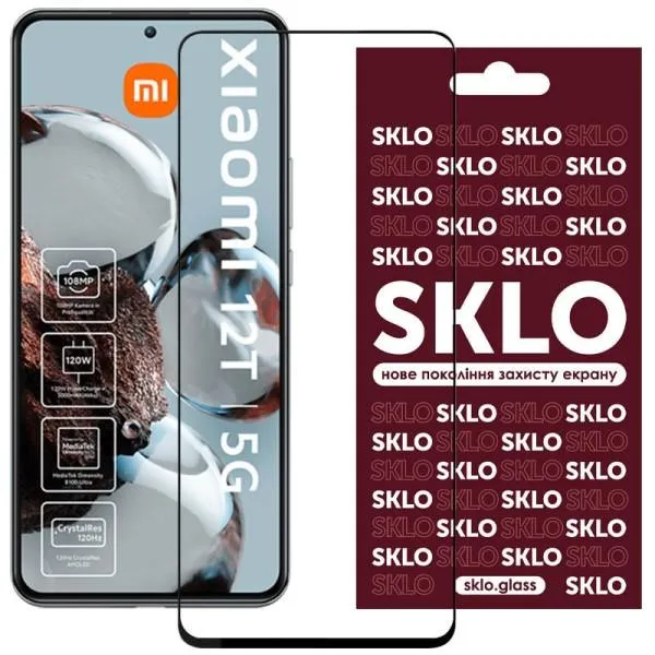 Захисне скло SKLO 3D для Xiaomi 12T / 12T Pro — Чорний — фото 1