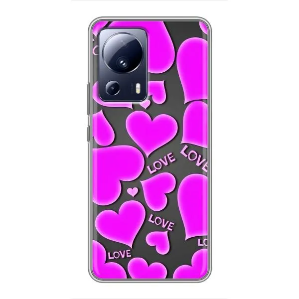 Чехол с принтом «Pink hearts» для Xiaomi 13 Lite