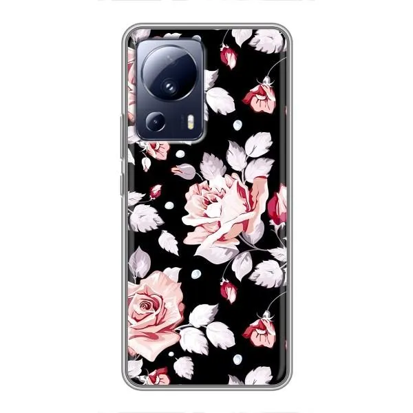 Чехол с принтом «Цветочки на черном» для Xiaomi 13 Lite