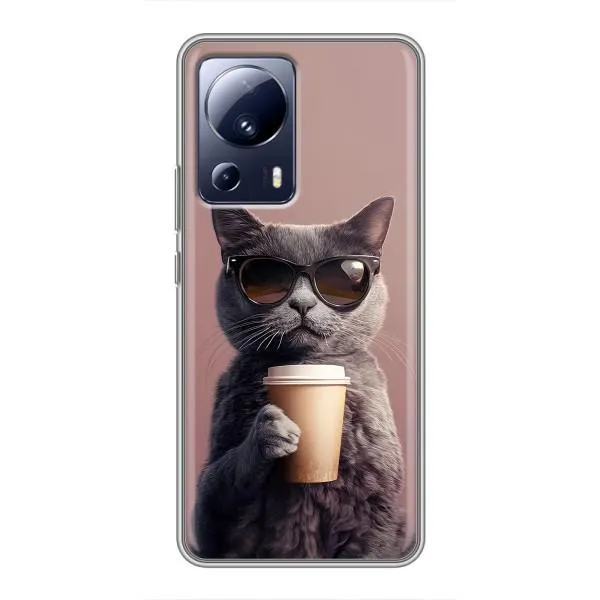 Чехол с принтом «Кот с кофе» для Xiaomi 13 Lite