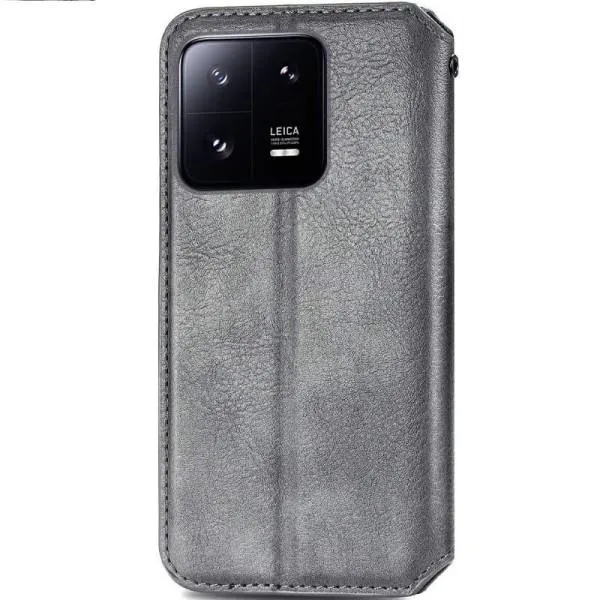 Шкіряний чохол-книжка GETMAN Cubic (PU) для Xiaomi 13 Pro — Сірий — фото 2