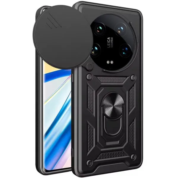 Чехол Ummi Camshield Serge Ring для Xiaomi 14 Ultra — Черный — фото 1