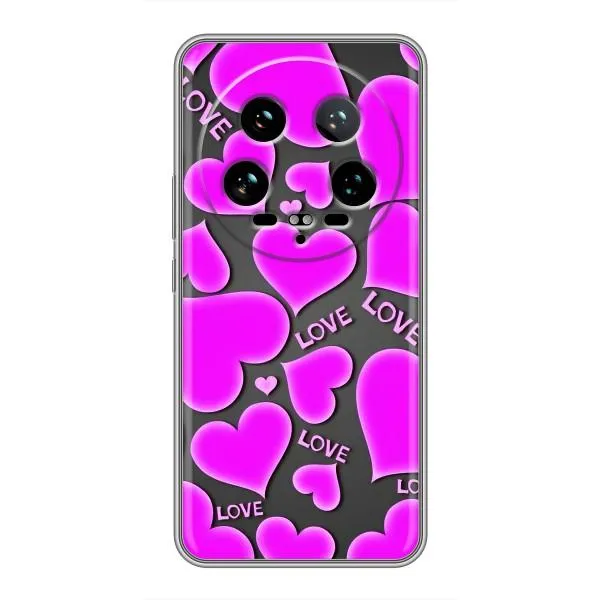 Чехол с принтом «Pink hearts» для Xiaomi 14 Ultra