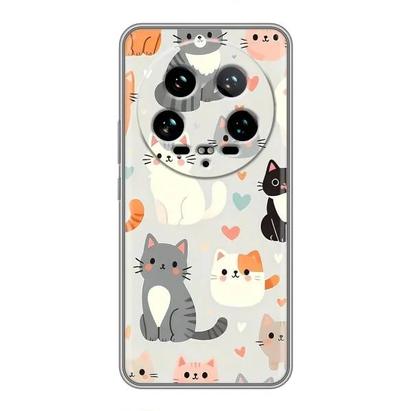 Чохол з принтом «Колаж котів» для Xiaomi 14 Ultra