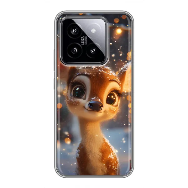 Чехол с принтом «Олененок среди гирлянд» для Xiaomi 14 Чехол с принтом «Олененок среди гирлянд» для Xiaomi 14