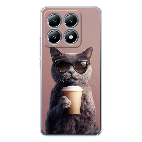 Чехол с принтом «Кот с кофе» для Xiaomi 14T Pro