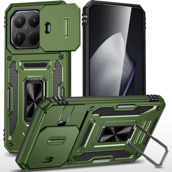 Ударопрочный чехол Camshield Army Ring для Xiaomi 15T Pro — Оливковый