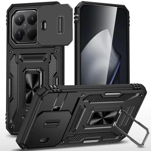 Ударопрочный чехол Camshield Army Ring для Xiaomi 15T Pro — Черный
