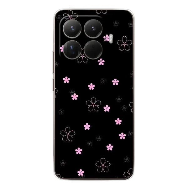Чехол с принтом «Розовые цветы на черном» для Xiaomi 15T Pro