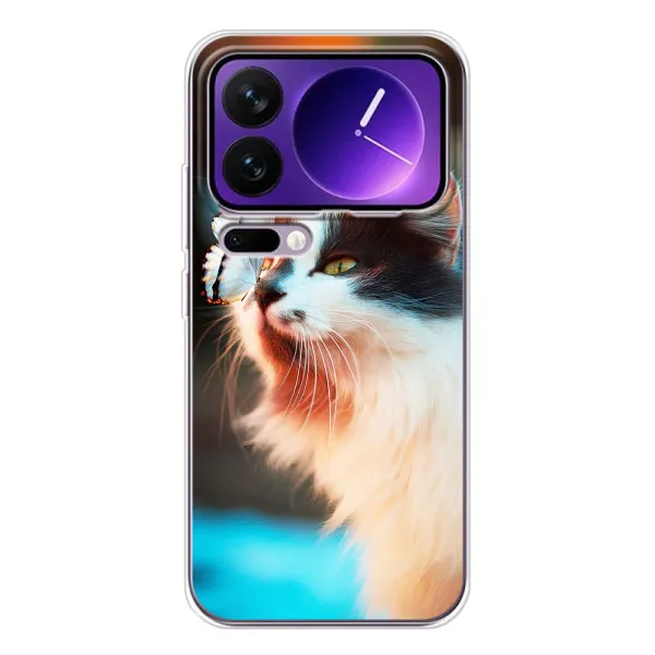 Чохол з принтом «Котик з метеликом» для Xiaomi 17 Pro Max
