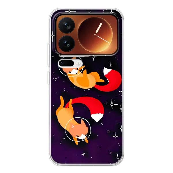 Чехол с принтом «Лисички космонавты» для Xiaomi 17 Pro