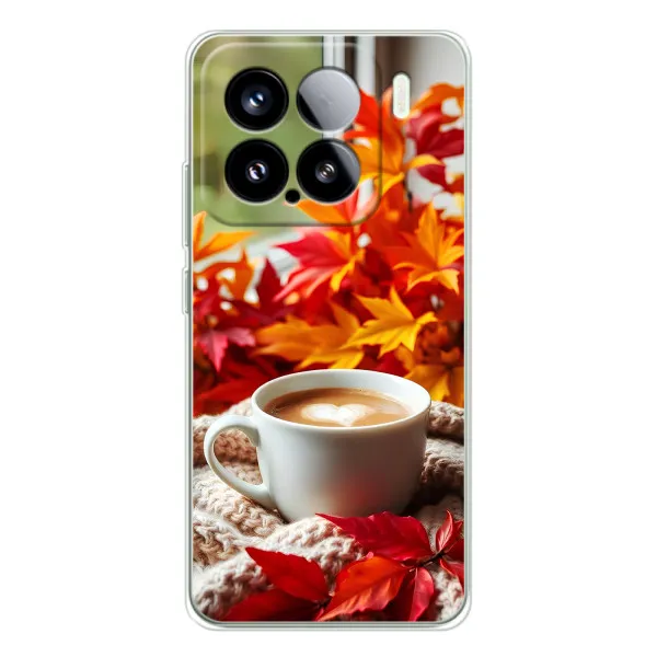 Чехол с принтом «Кофе и листья» для Xiaomi Civi 5Pro