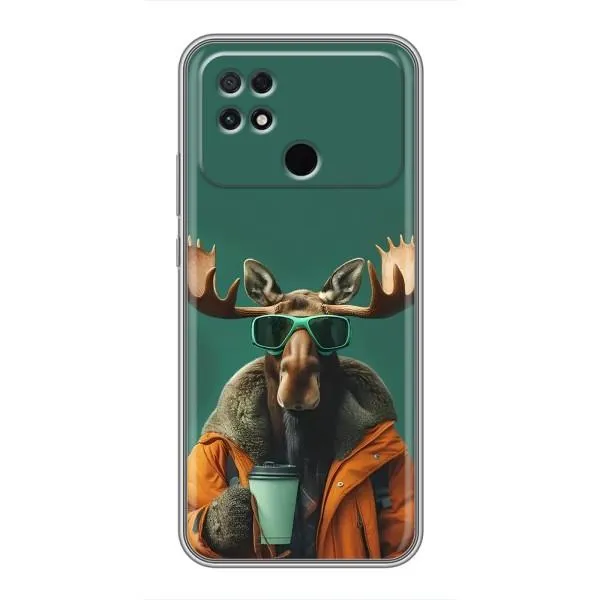 Чохол з принтом «Лось з кавою» для Xiaomi POCO C40