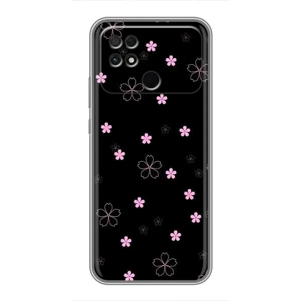 Чехол с принтом «Розовые цветы на черном» для Xiaomi POCO C40
