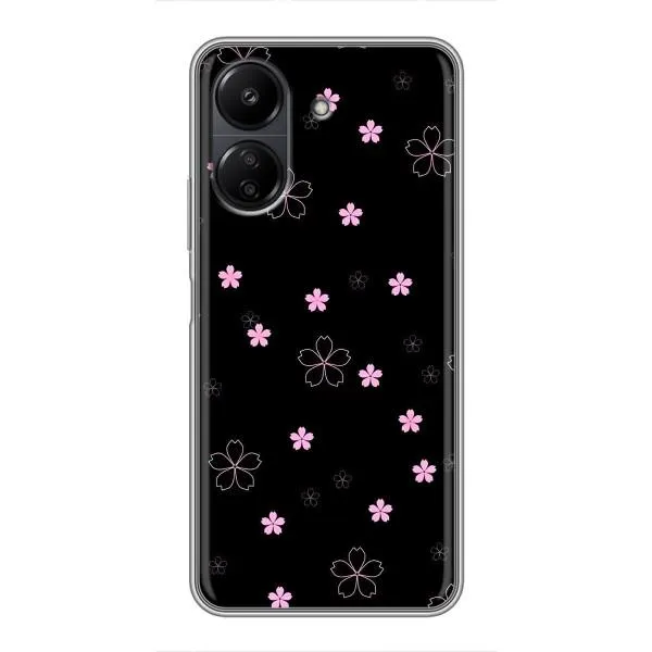 Чохол з принтом «Рожеві квіти на чорному» для Xiaomi POCO C65