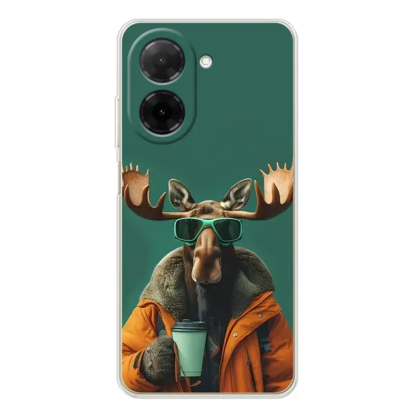 Чохол з принтом «Лось з кавою» для Xiaomi Poco C71