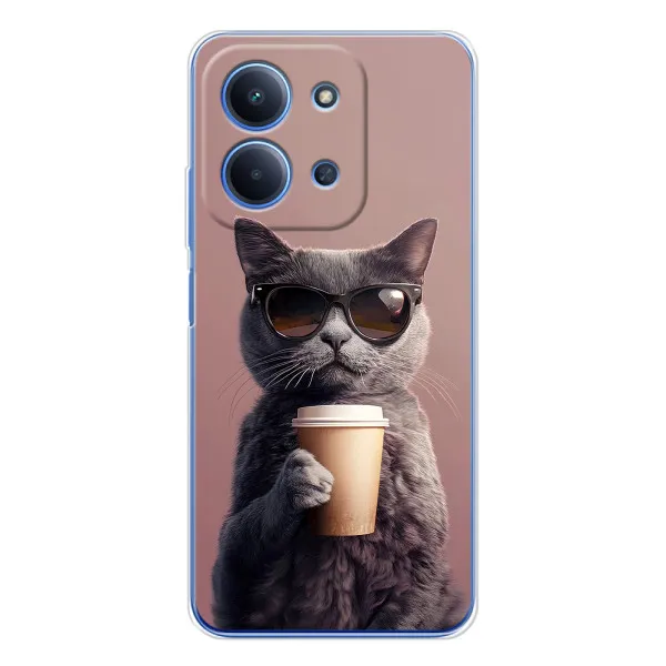 Чехол с принтом «Кот с кофе» для Xiaomi Poco C85 Чехол с принтом «Кот с кофе» для Xiaomi Poco C85
