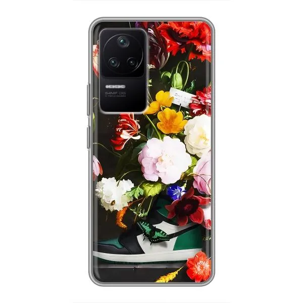 Чехол с принтом «Nike цветы» для Xiaomi POCO F4 (5G)