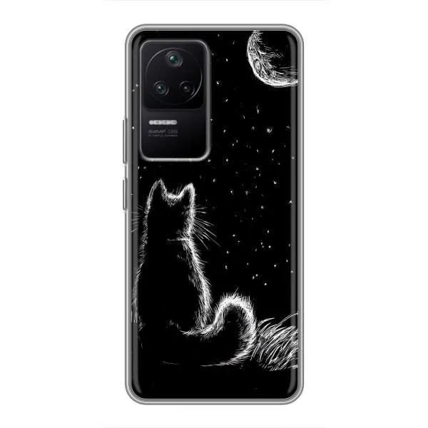 Чехол с принтом «Котик и луна» для Xiaomi POCO F4 (5G) Чехол с принтом «Котик и луна» для Xiaomi POCO F4 (5G)