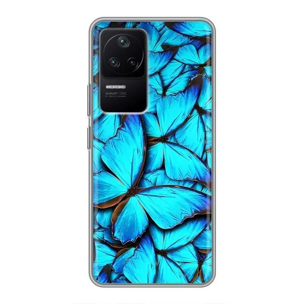 Чехол с принтом «Синие бабочки» для Xiaomi POCO F4 (5G)