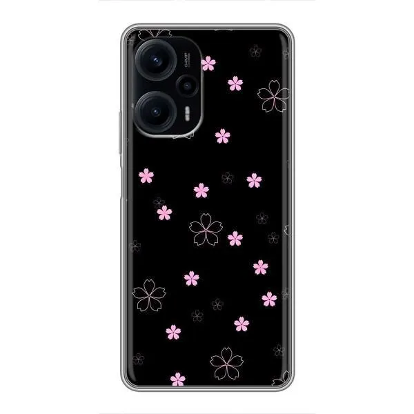 Чехол с принтом «Розовые цветы на черном» для Xiaomi POCO F5