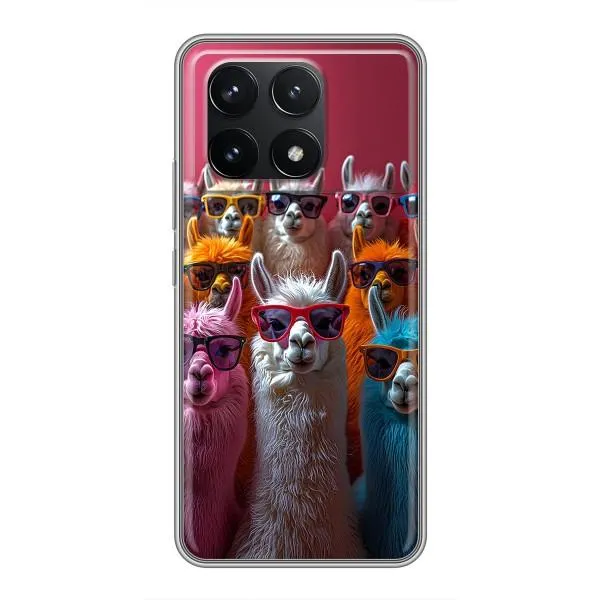 Чехол с принтом «Ламы в очках» для Xiaomi POCO F6 Pro