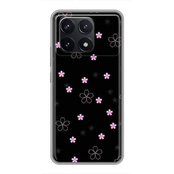 Чехол с принтом «Розовые цветы на черном» для Xiaomi POCO F6 Pro