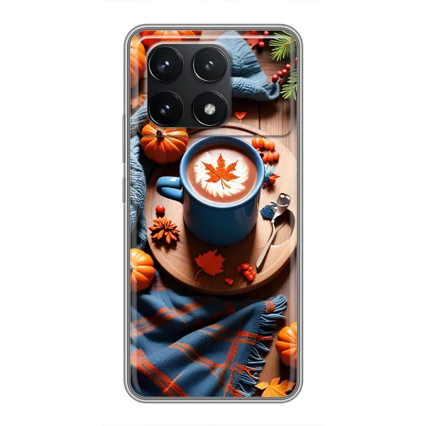 Чохол з принтом «Кава і гарбузики» для Xiaomi POCO F6 Pro