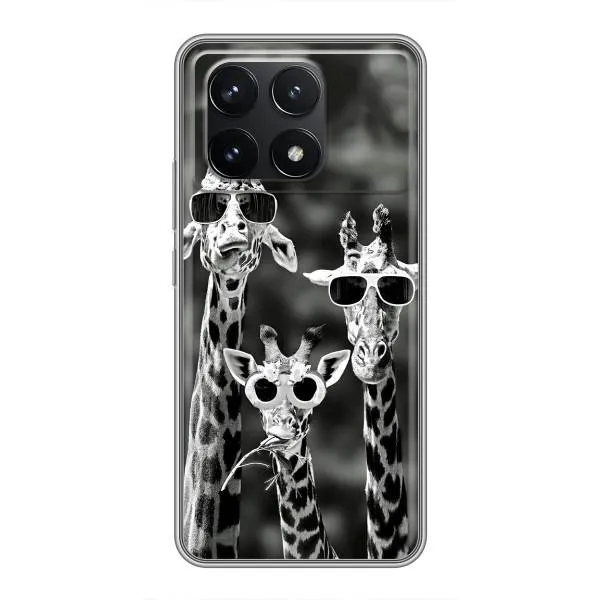 Чехол с принтом «Жирафы в очках» для Xiaomi POCO F6 Pro