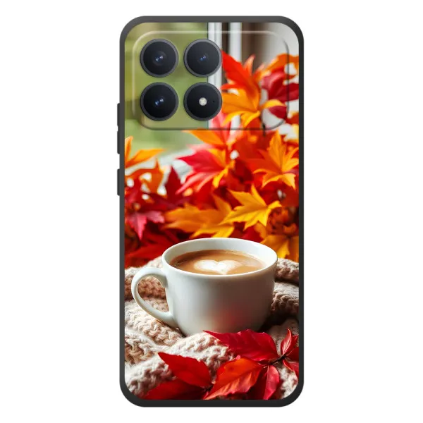 Чехол с принтом «Кофе и листья» для Xiaomi Poco F8 Pro