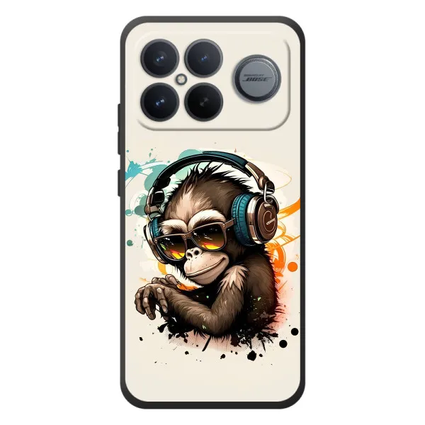 Чехол с принтом «Макака в наушниках» для Xiaomi Poco F8 Ultra Чехол с принтом «Макака в наушниках» для Xiaomi Poco F8 Ultra