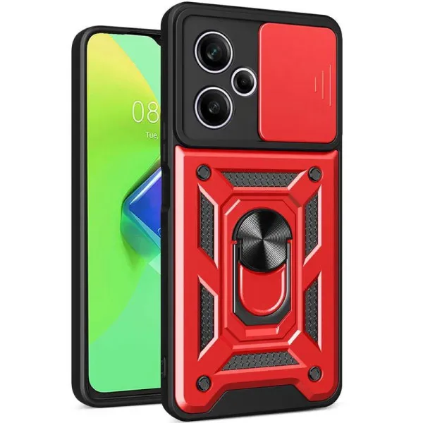 Чехол Ummi Camshield Serge Ring для Xiaomi Poco M6 Pro 5G — Красный — фото 1