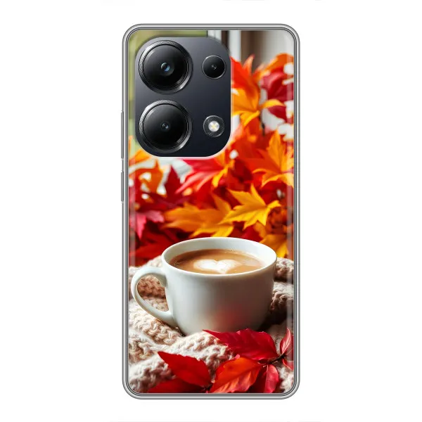 Чохол з принтом «Кава та листя» для Xiaomi POCO M6 Pro
