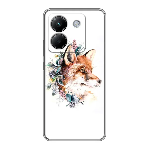 Чехол с принтом «Лисичка в цветочках» для Xiaomi Poco M7 Pro 5G