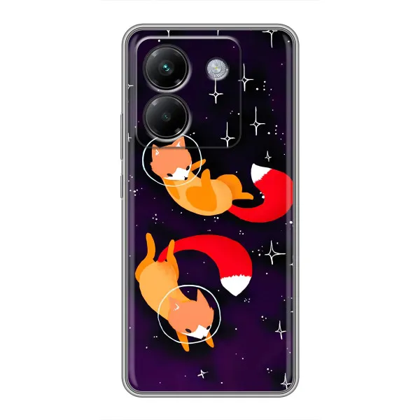 Чехол с принтом «Лисички космонавты» для Xiaomi Poco M7 Pro 5G