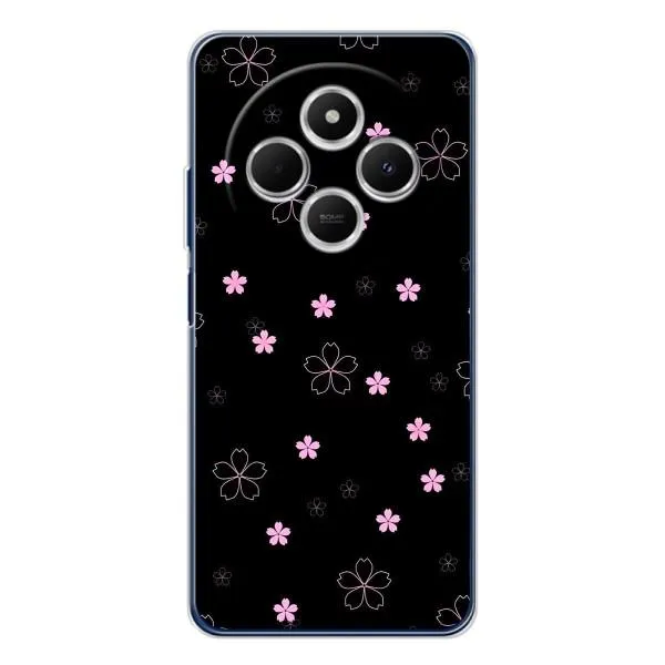 Чохол з принтом «Рожеві квіти на чорному» для Xiaomi POCO M7