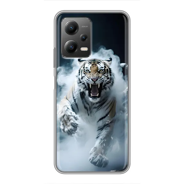 Чехол с принтом «Белый тигр в дыму» для Xiaomi POCO X5 (5G)