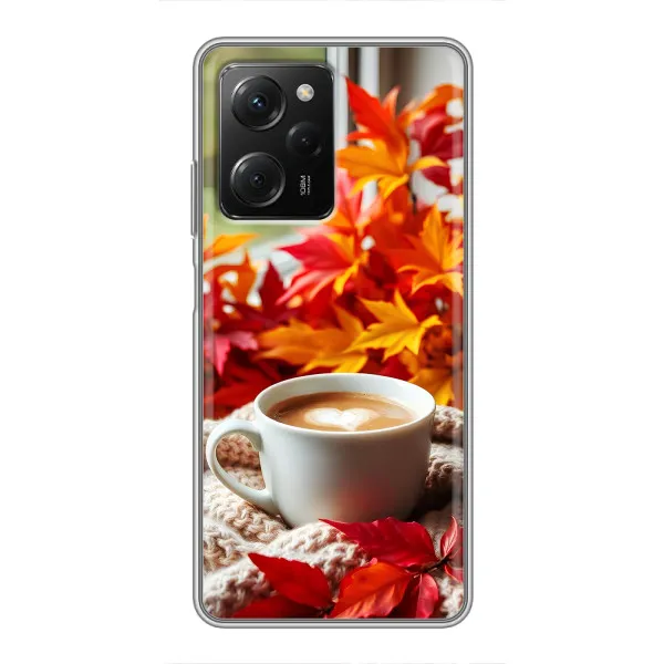 Чехол с принтом «Кофе и листья» для Xiaomi POCO X5 Pro (5G)