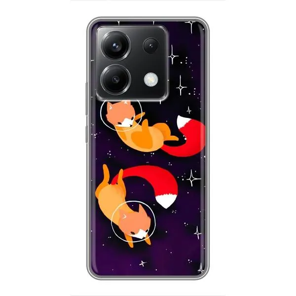 Чехол с принтом «Лисички космонавты» для Xiaomi POCO X6 5G