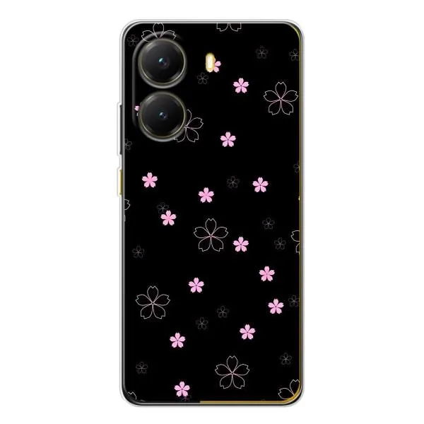 Чехол с принтом «Розовые цветы на черном» для Xiaomi POCO X7 Pro