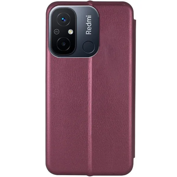 Кожаный чехол-книжка Classy для Xiaomi Redmi 12C — Бордовый — фото 2