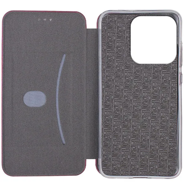 Кожаный чехол-книжка Classy для Xiaomi Redmi 12C — Бордовый — фото 3