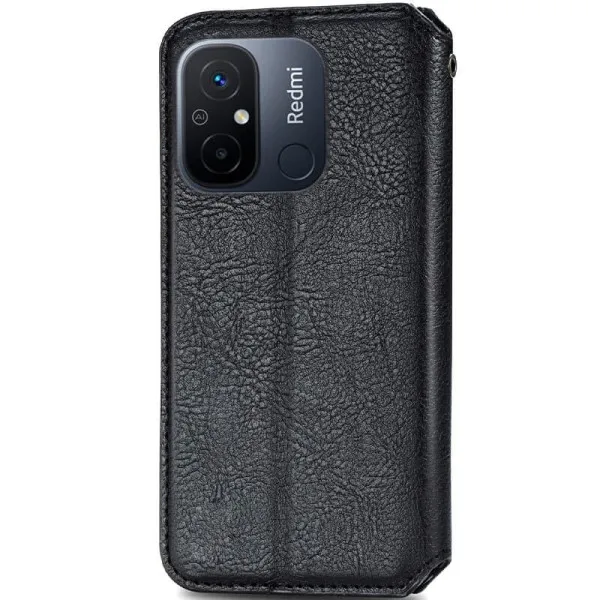 Шкіряний чохол-книжка GETMAN Cubic (PU) для Xiaomi Redmi 12C — Чорний — фото 2